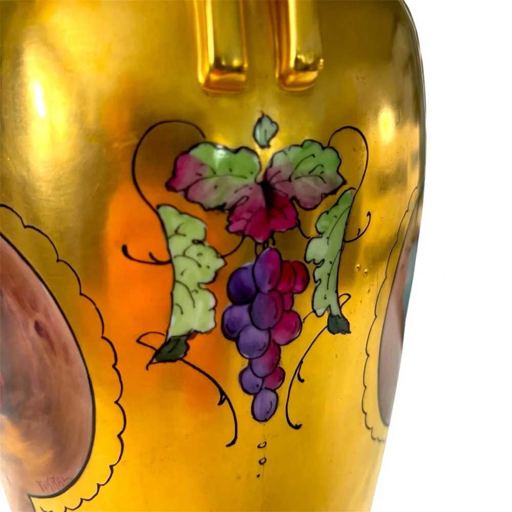 Pickard Bone China Vase Hand Painted Both Sides of Vase Still Life with Fruits